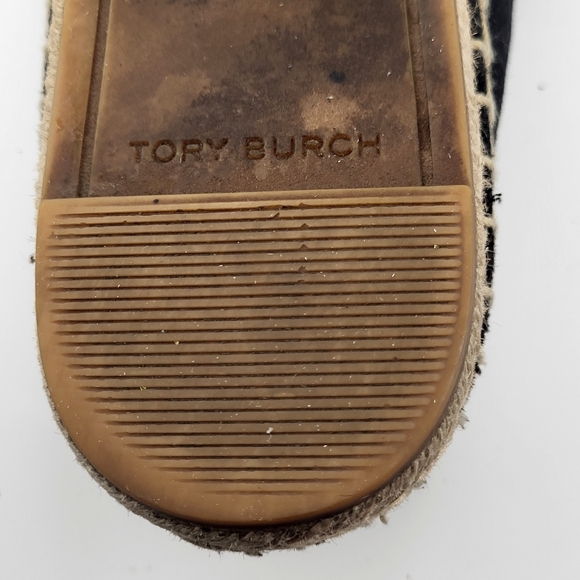 Tory Burch Black Canvas Espadrille Flats with White Cap Toe - Picture 5 of 8